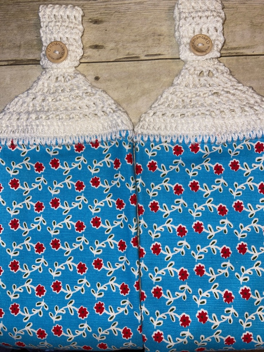 Pioneer Woman Set of Two Crochet Top Hanging Towels Single Thickness